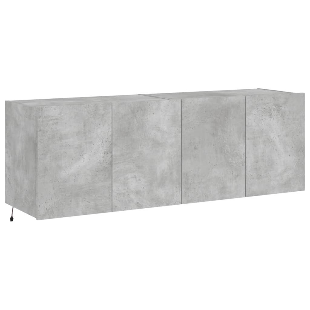 Muebles TV de pared luces LED 2 uds gris hormigón 60x35x41 cm