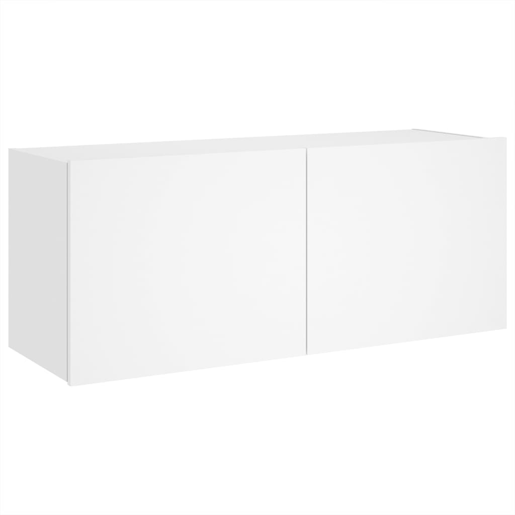 Wall TV furniture with white LED lights 100x35x41 cm