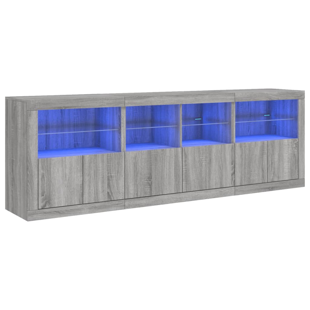 Aparador con luces LED gris Sonoma 202x37x67 cm