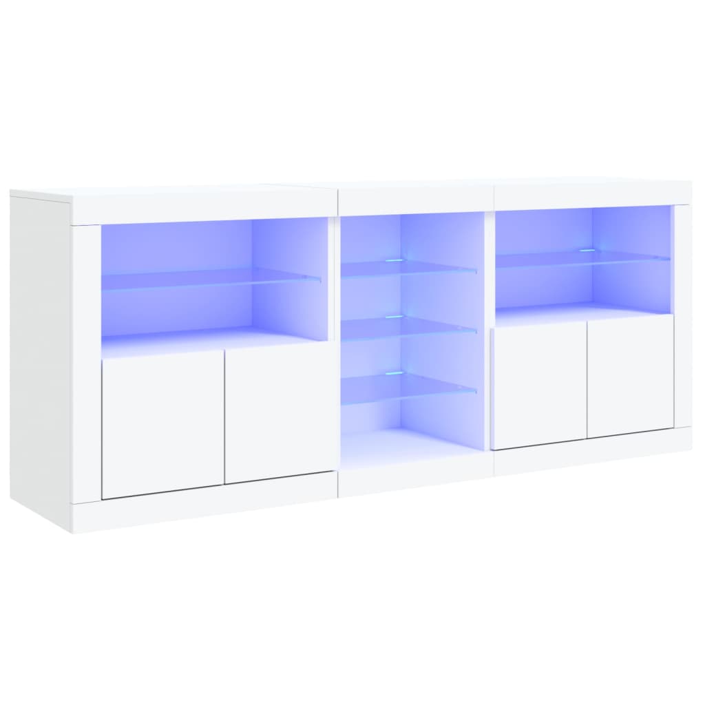 Aparador con luces LED blanco 162x37x67 cm