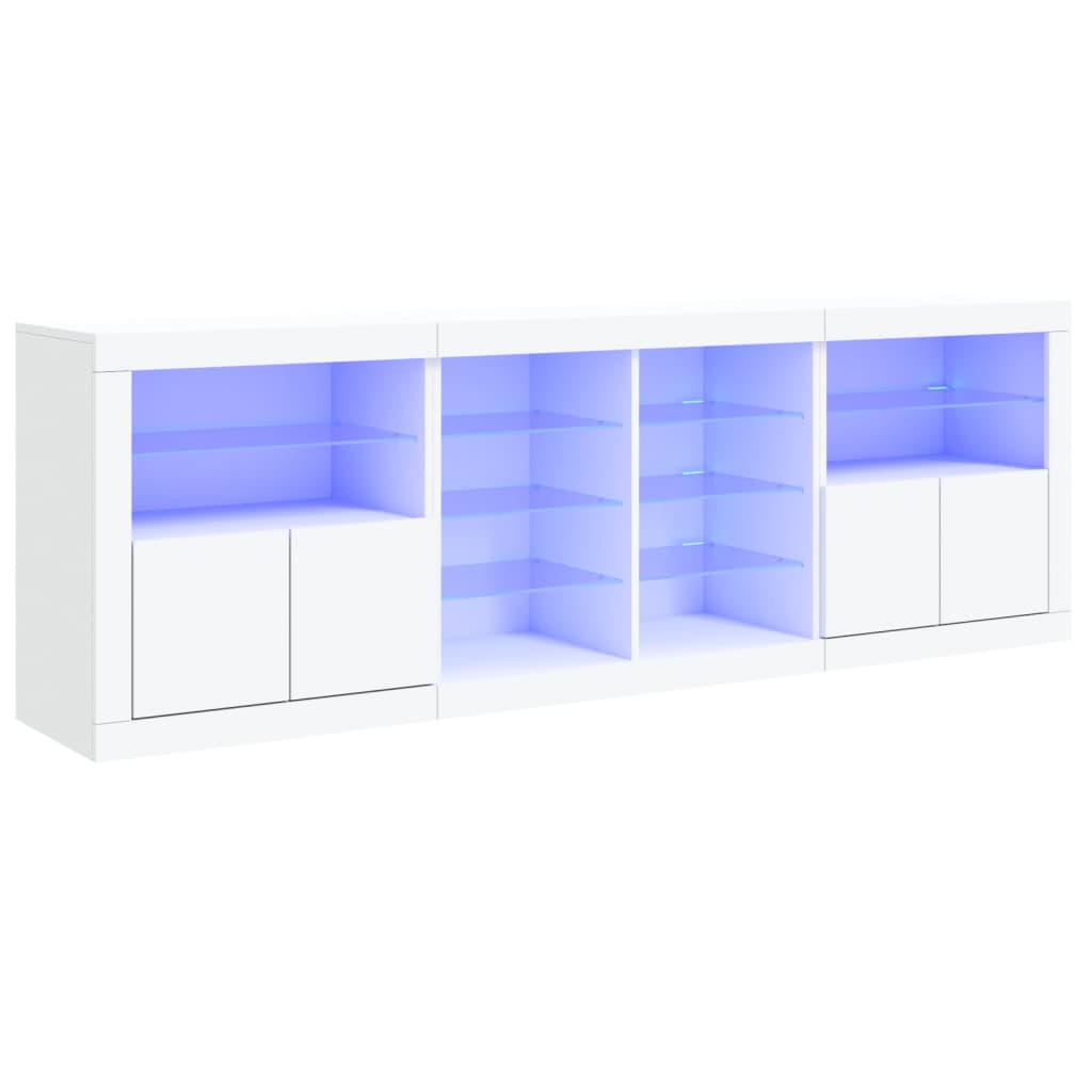 Aparador con luces LED blanco 202x37x67 cm