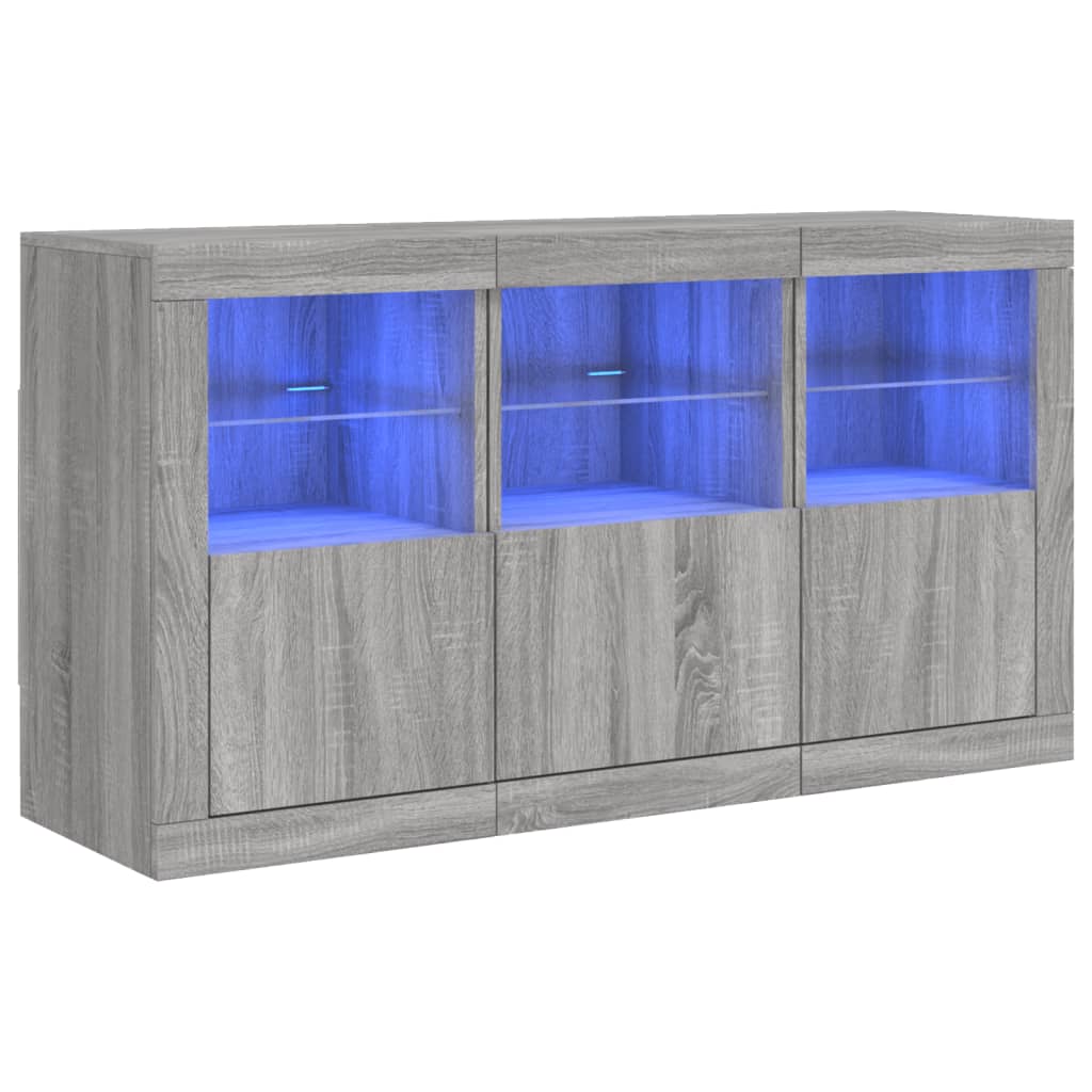 Aparador con luces LED gris Sonoma 123x37x67 cm