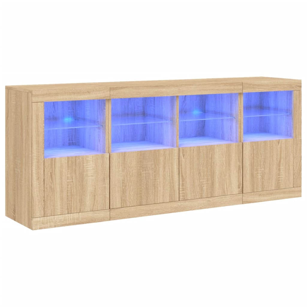 Aparador con luces LED roble Sonoma 163x37x67 cm