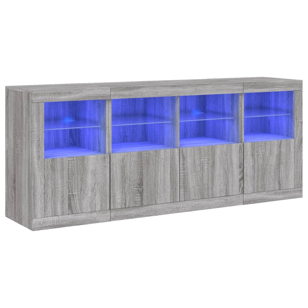 Aparador con luces LED gris Sonoma 163x37x67 cm