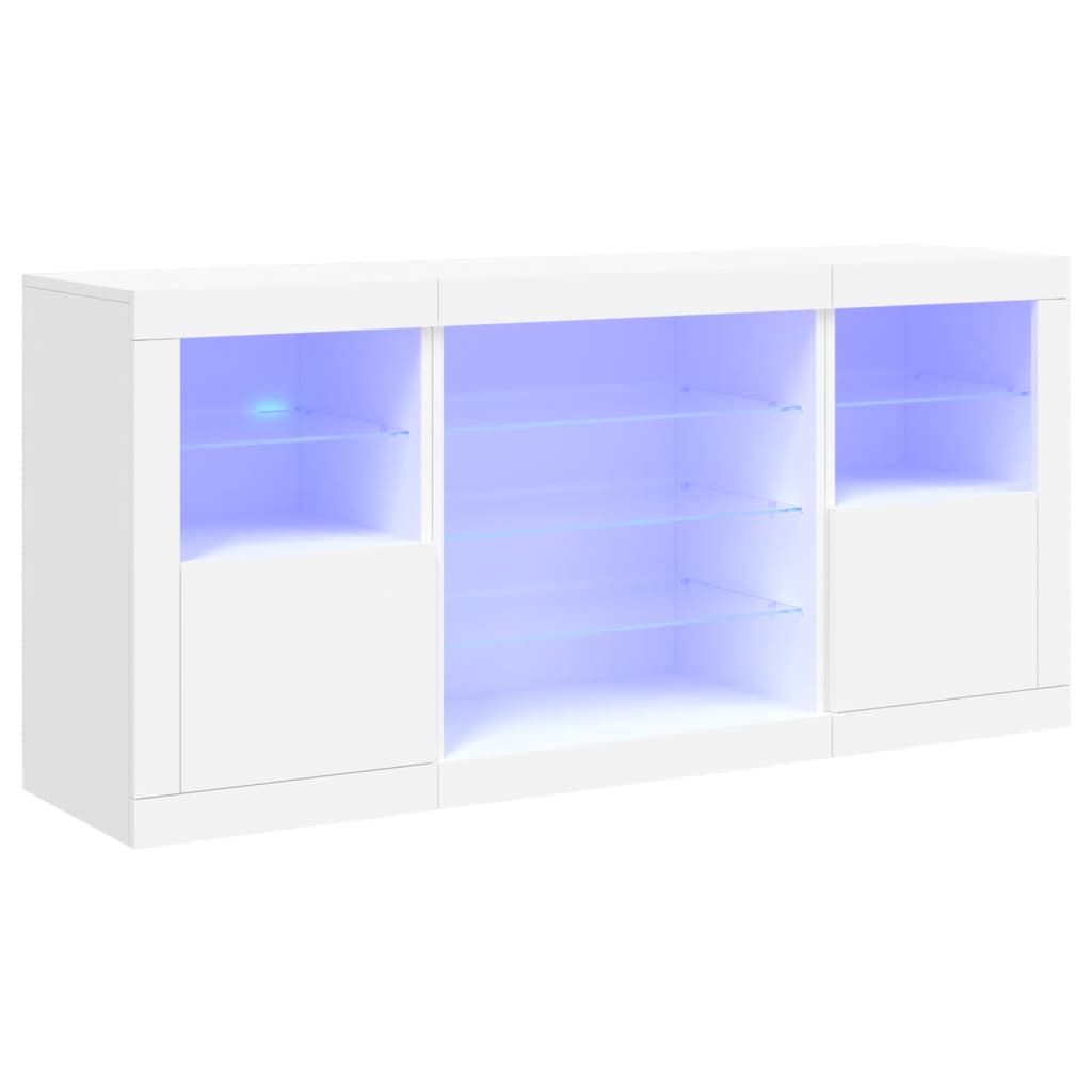 Aparador con luces LED blanco 142,5x37x67 cm