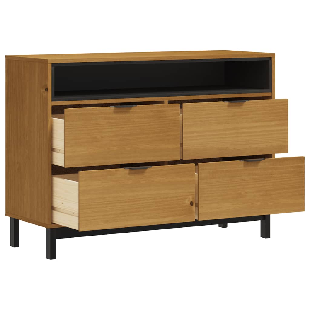 Cómoda flam madera maciza de pino 110x40x80 cm v1808 - Vetonek