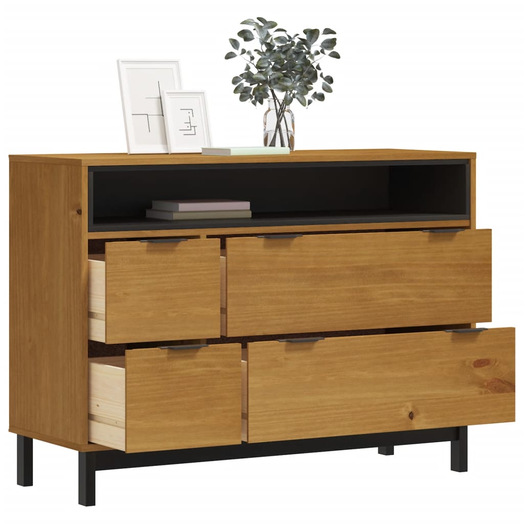 Cómoda flam madera maciza de pino 110x40x80 cm v1815 - Vetonek