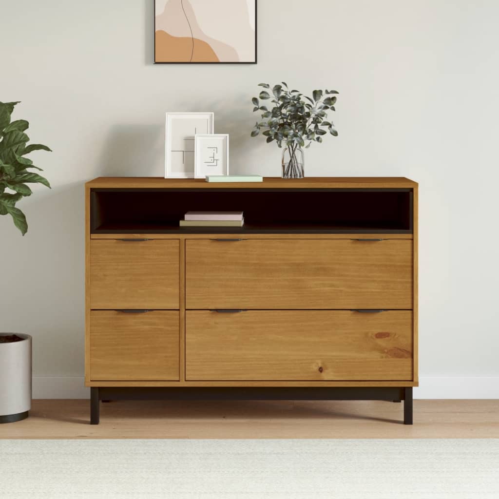 Cómoda flam madera maciza de pino 110x40x80 cm v1815 Vetonek