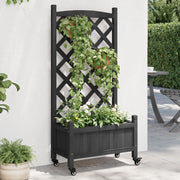 Jardinière avec treillis et roulettes en bois d'épicéa noir massif v1907 Vetonek