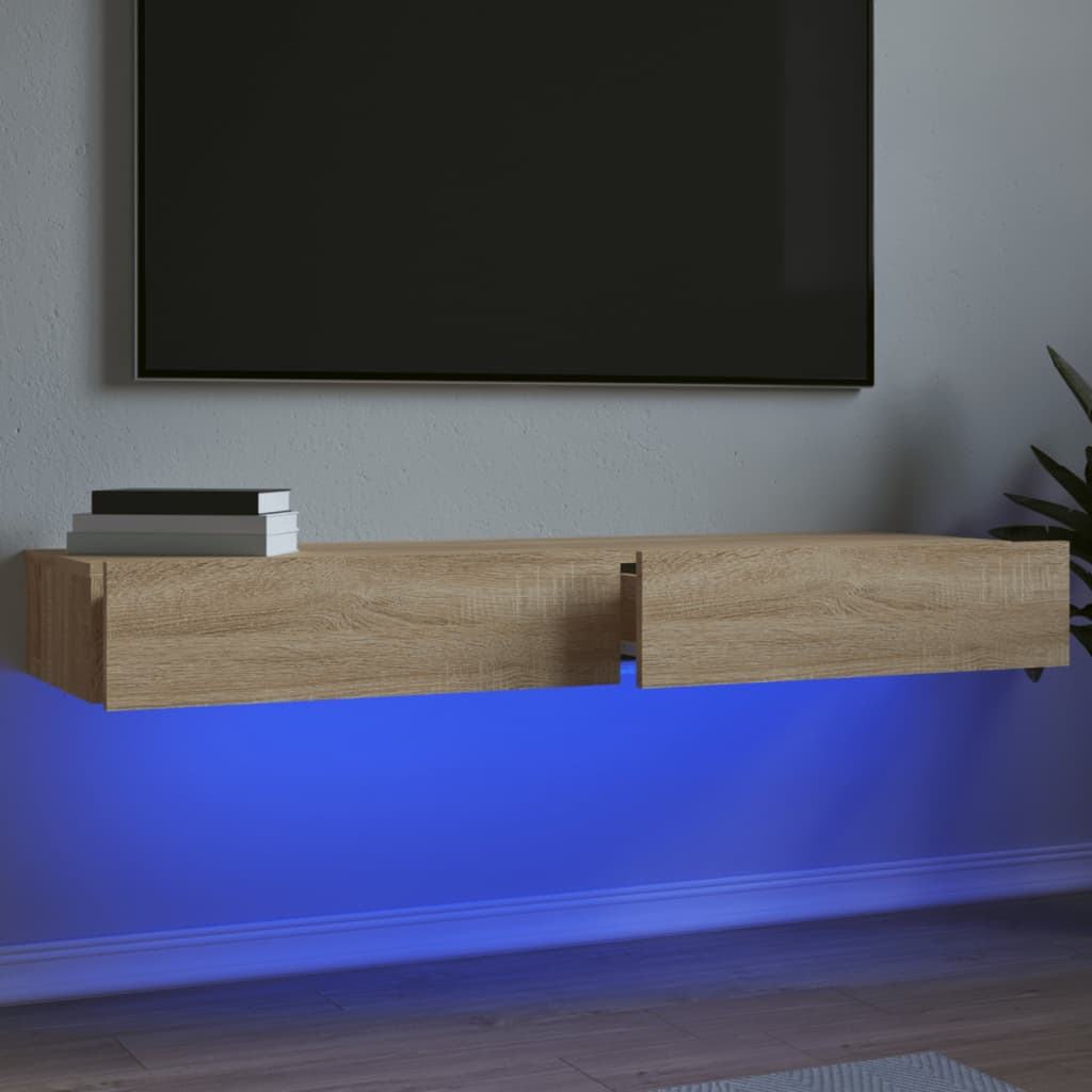 Vetonek Muebles de TV con luces LED 2 uds roble Sonoma 60x35x15,5 cm