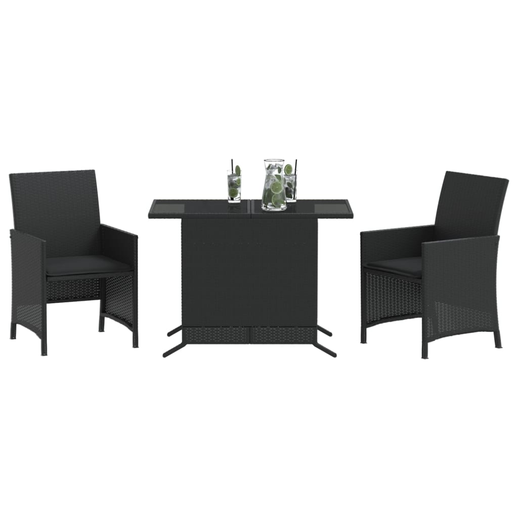 Black table table and cushions 3 pieces