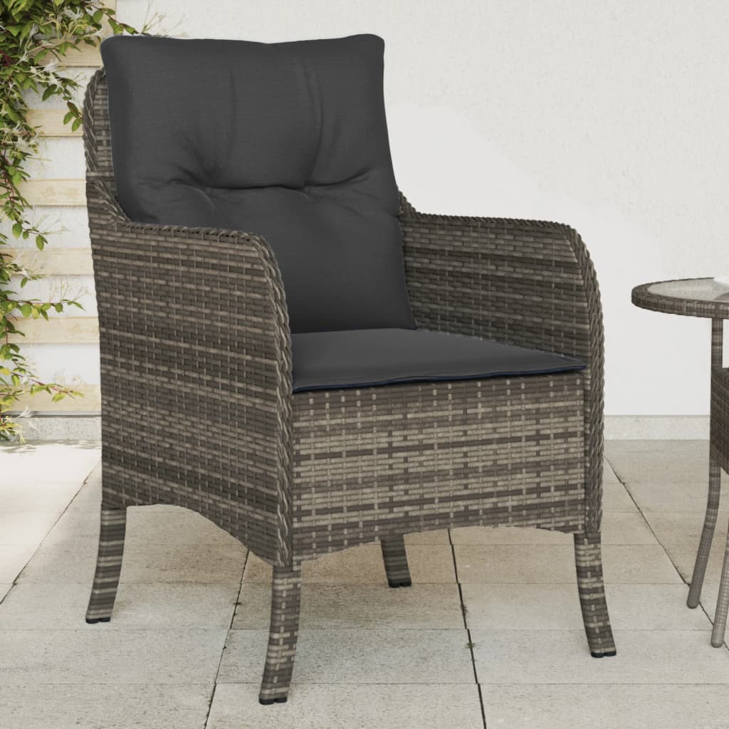 Vetonek Sillones de jardín con cojines 2 uds ratán sintético gris