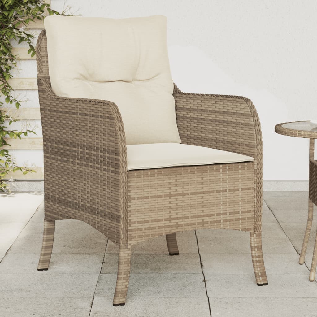 Vetonek Sillones de jardín con cojines 2 uds ratán sintético beige