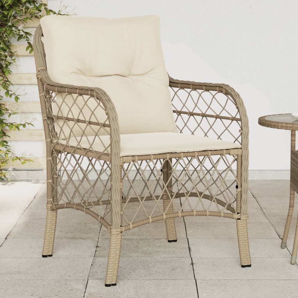 Vetonek Sillones de jardín con cojines 2 uds ratán sintético beige