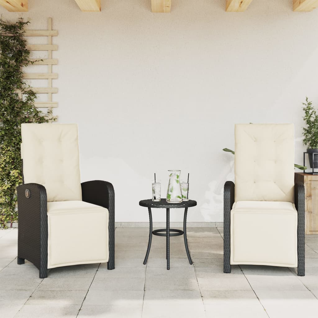 Vetonek Sillones reclinables jardín con reposapiés 2 uds ratán PE negro