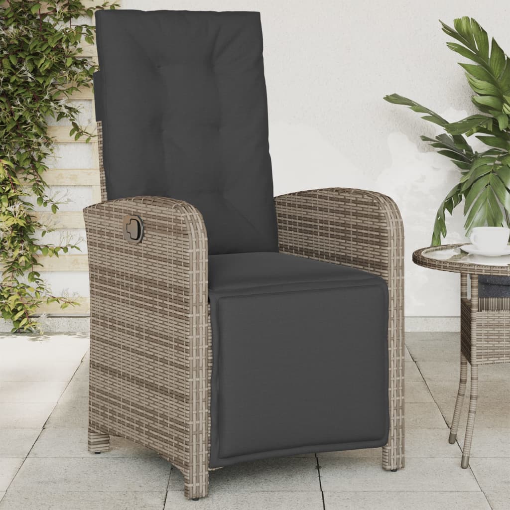 Garden Reclinable Silms with 2 UDS Ratán pe gray