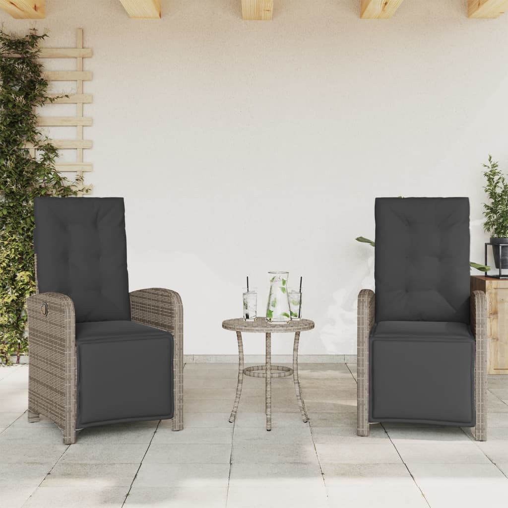 Vetonek Sillones reclinables jardín con reposapiés 2 uds ratán PE gris