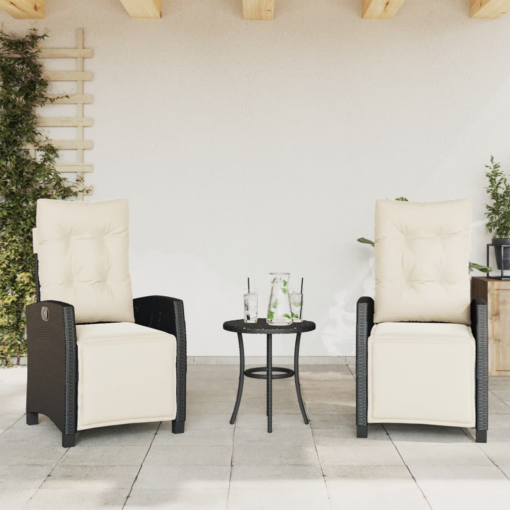 Vetonek Sillones reclinables jardín con reposapiés 2 uds ratán PE negro