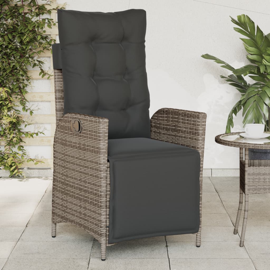 Garden Reclinable Silms with 2 UDS Ratán pe gray