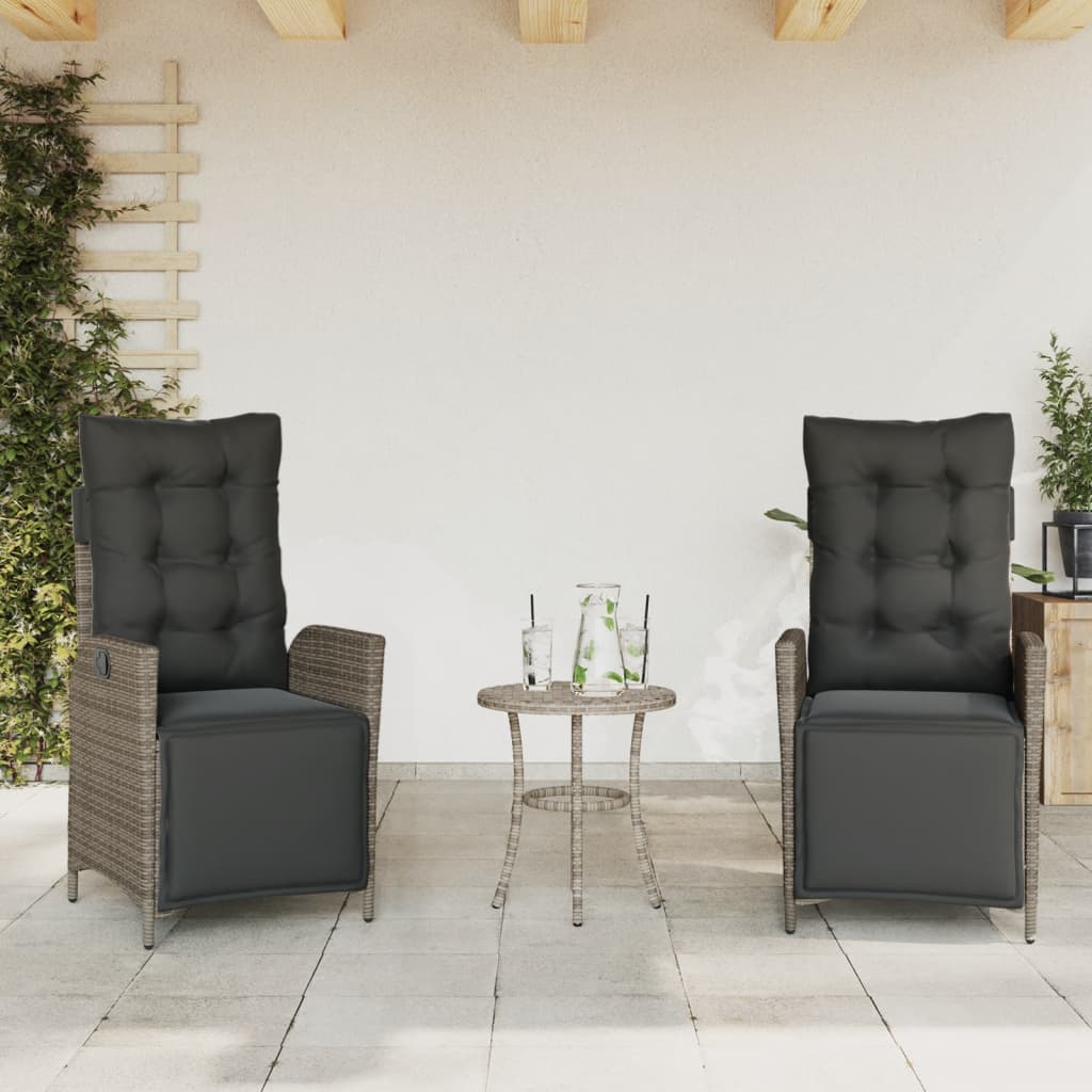 Vetonek Sillones reclinables jardín con reposapiés 2 uds ratán PE gris