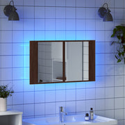 Armario espejo de baño led acrílico marrón roble 80x12x45 cm v4366 - Vetonek