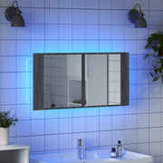 Armario espejo de baño luz led acrílico gris sonoma 90x12x45 cm v4434 - Vetonek
