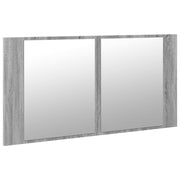 Armario espejo de baño luz led acrílico gris sonoma 90x12x45 cm v4434 - Vetonek