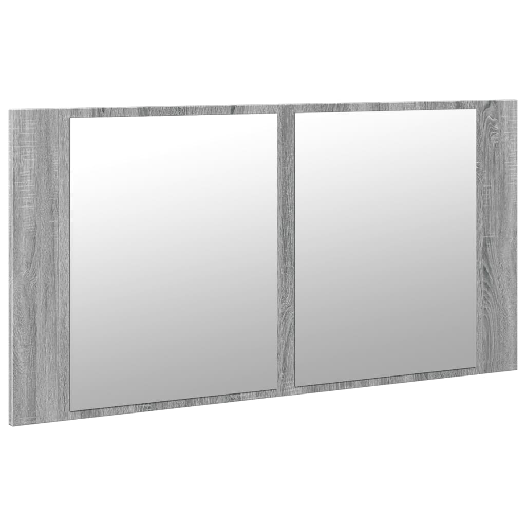 Armario espejo de baño luz led acrílico gris sonoma 90x12x45 cm v4434 - Vetonek