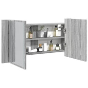 Armario espejo de baño luz led acrílico gris sonoma 90x12x45 cm v4434 Vetonek