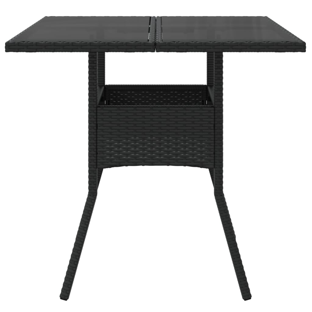 Mesa de vidro ratán pe preto 80x80x75 cm v21