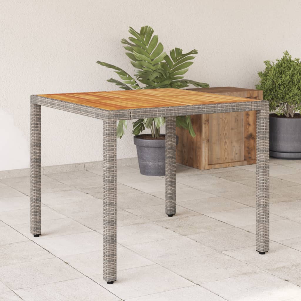 Vetonek Mesa de jardín superficie madera acacia ratán gris 90x90x75 cm