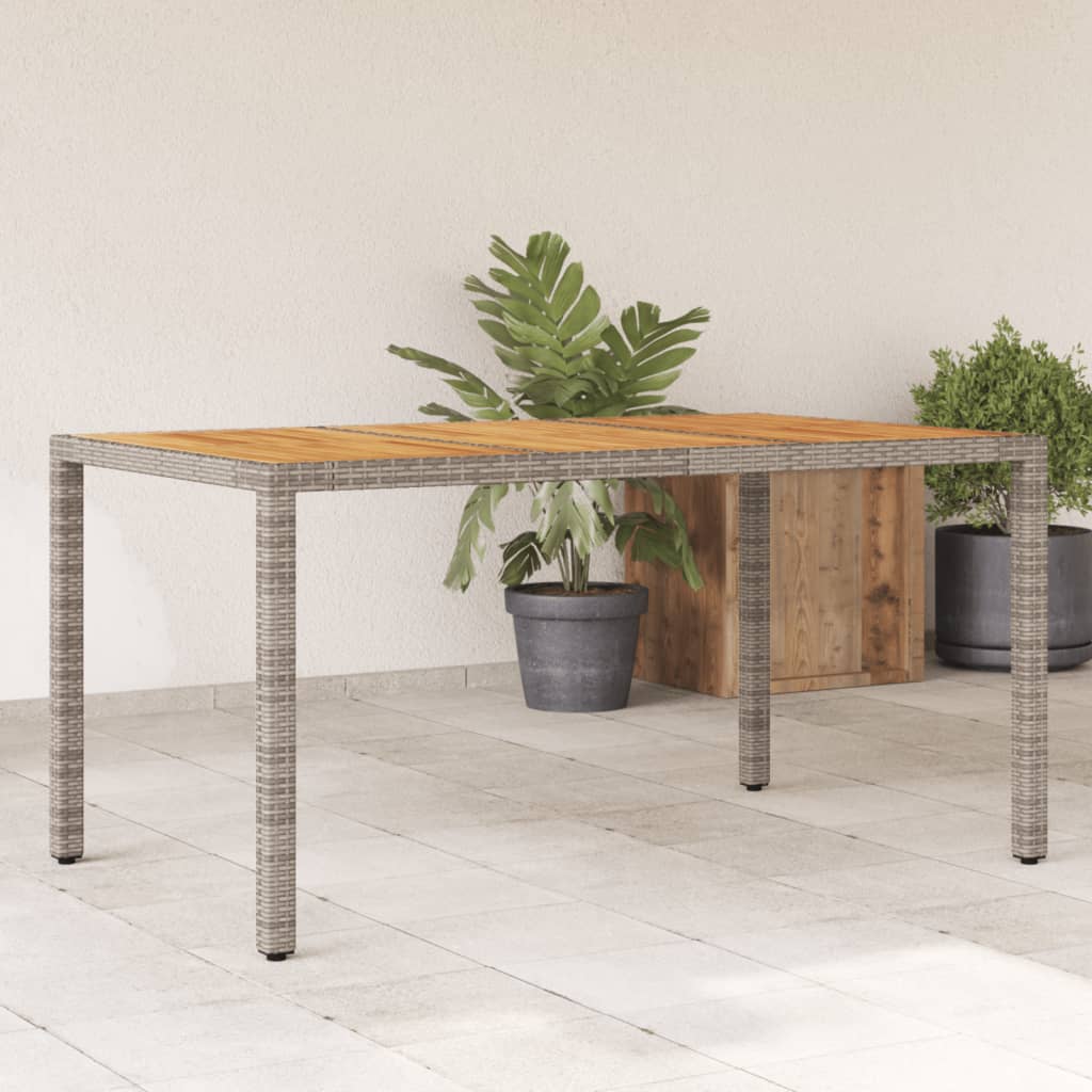 Vetonek Mesa de jardín superficie madera acacia ratán gris 150x90x75cm