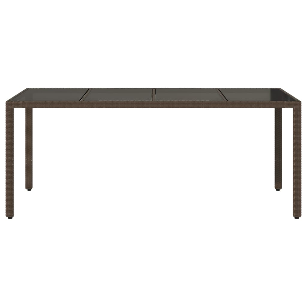 Mesa de vidro ratán pe marrom 190x90x75cm v40