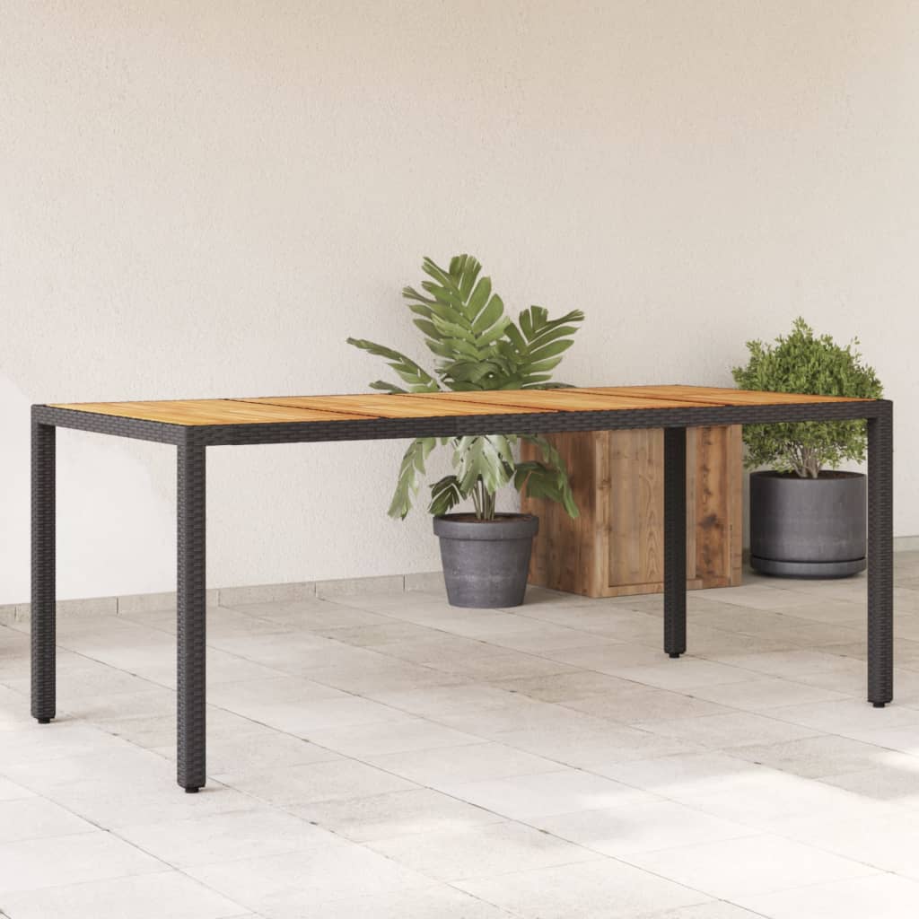 Vetonek Mesa de jardín superficie madera acacia ratán negro 190x90x75cm