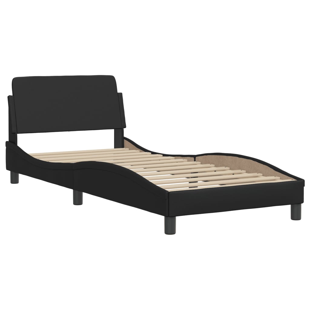 BLACK BLACK SYNTHETIC LEATHER BED STRUCTURE 80x200 cm