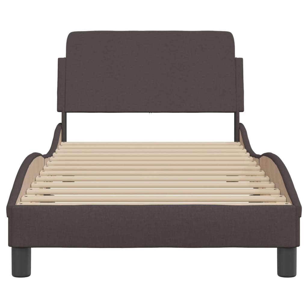 Estructura de cama sin colchón tela marrón oscuro 90x190 cm v6261 - Vetonek