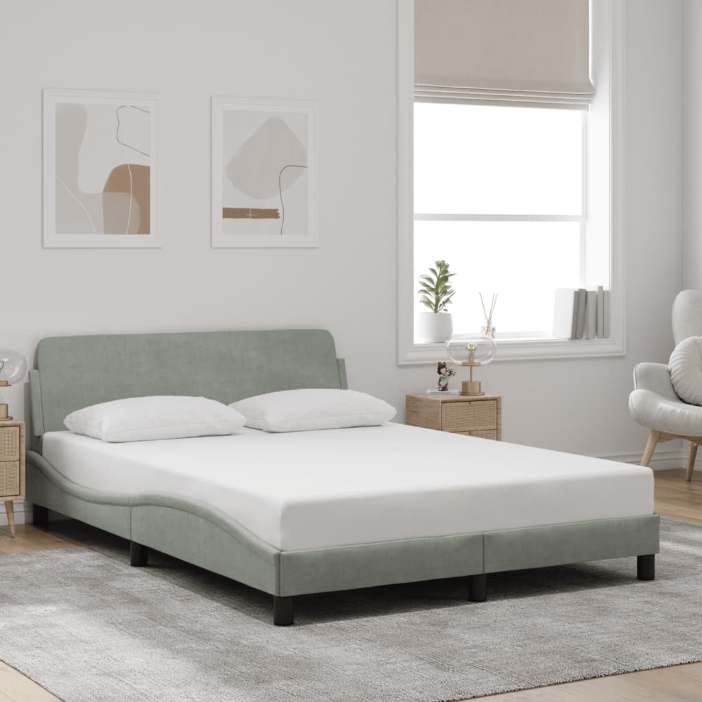 Vetonek Estructura de cama sin colchón terciopelo gris claro 140x190 cm