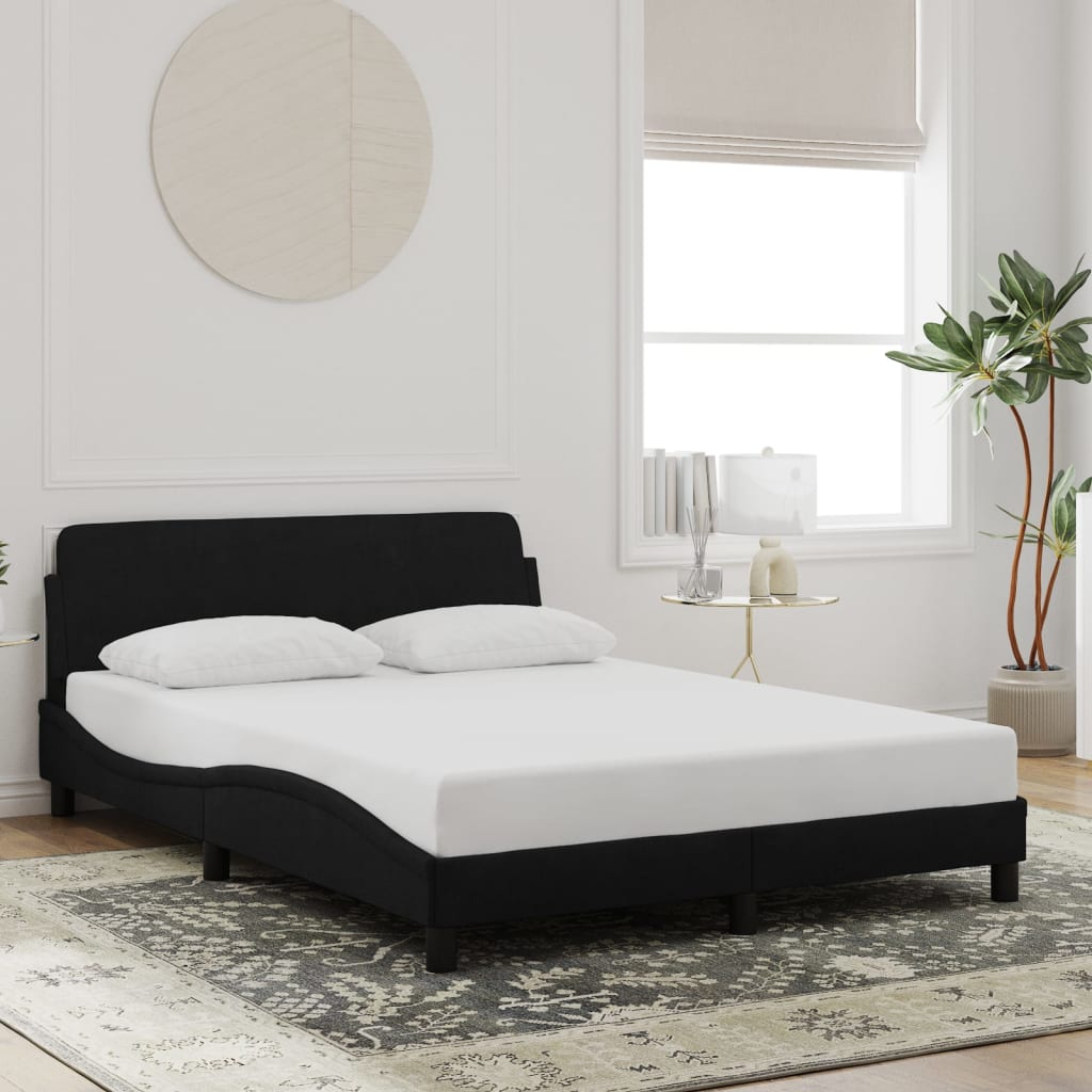 Vetonek Estructura de cama sin colchón terciopelo negro 140x190 cm