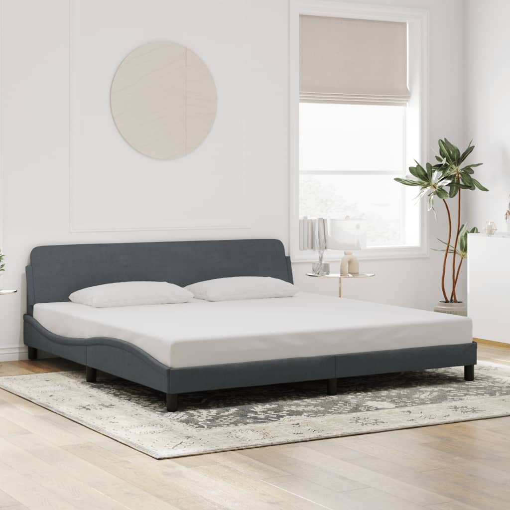 Vetonek Estructura cama sin colchón terciopelo gris oscuro 200x200 cm