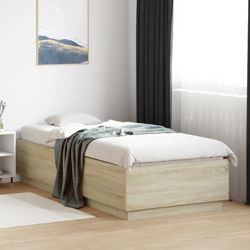 Vetonek Estructura cama con luces LED madera roble Sonoma 100x200 cm