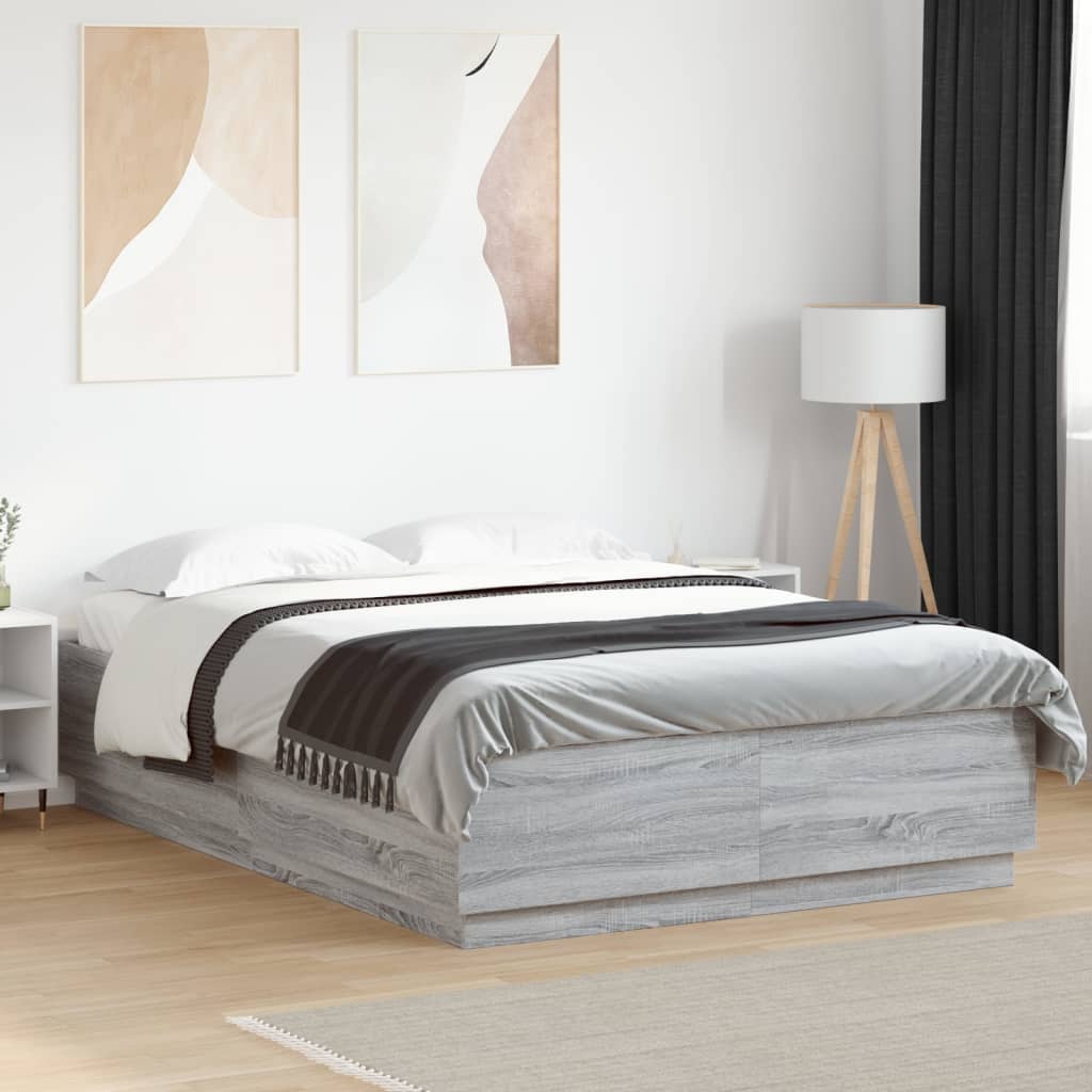 Vetonek Estructura de cama madera de ingeniería gris Sonoma 150x200 cm