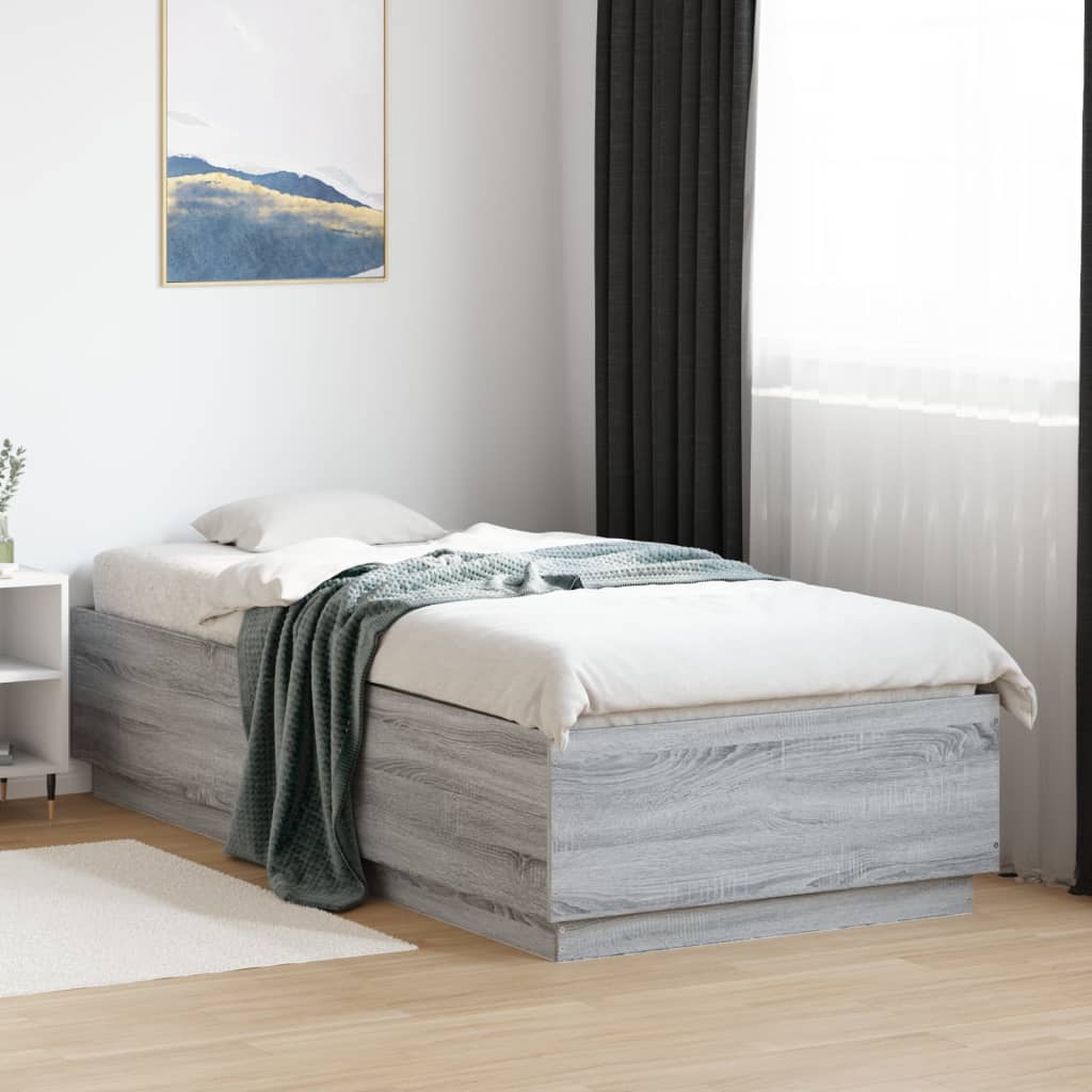 Vetonek Estructura de cama madera de ingeniería gris Sonoma 90x200 cm