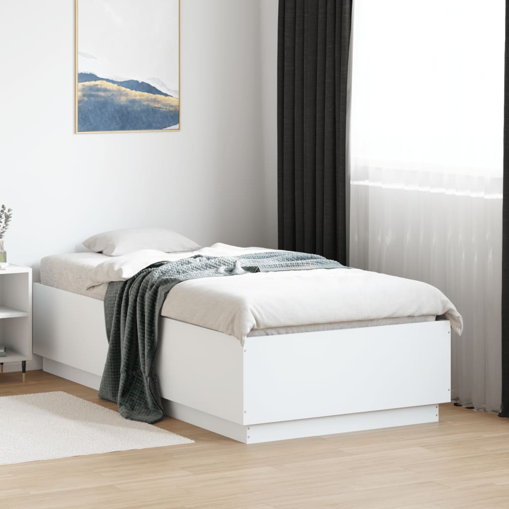 Vetonek Estructura de cama madera de ingeniería blanca 90x190 cm