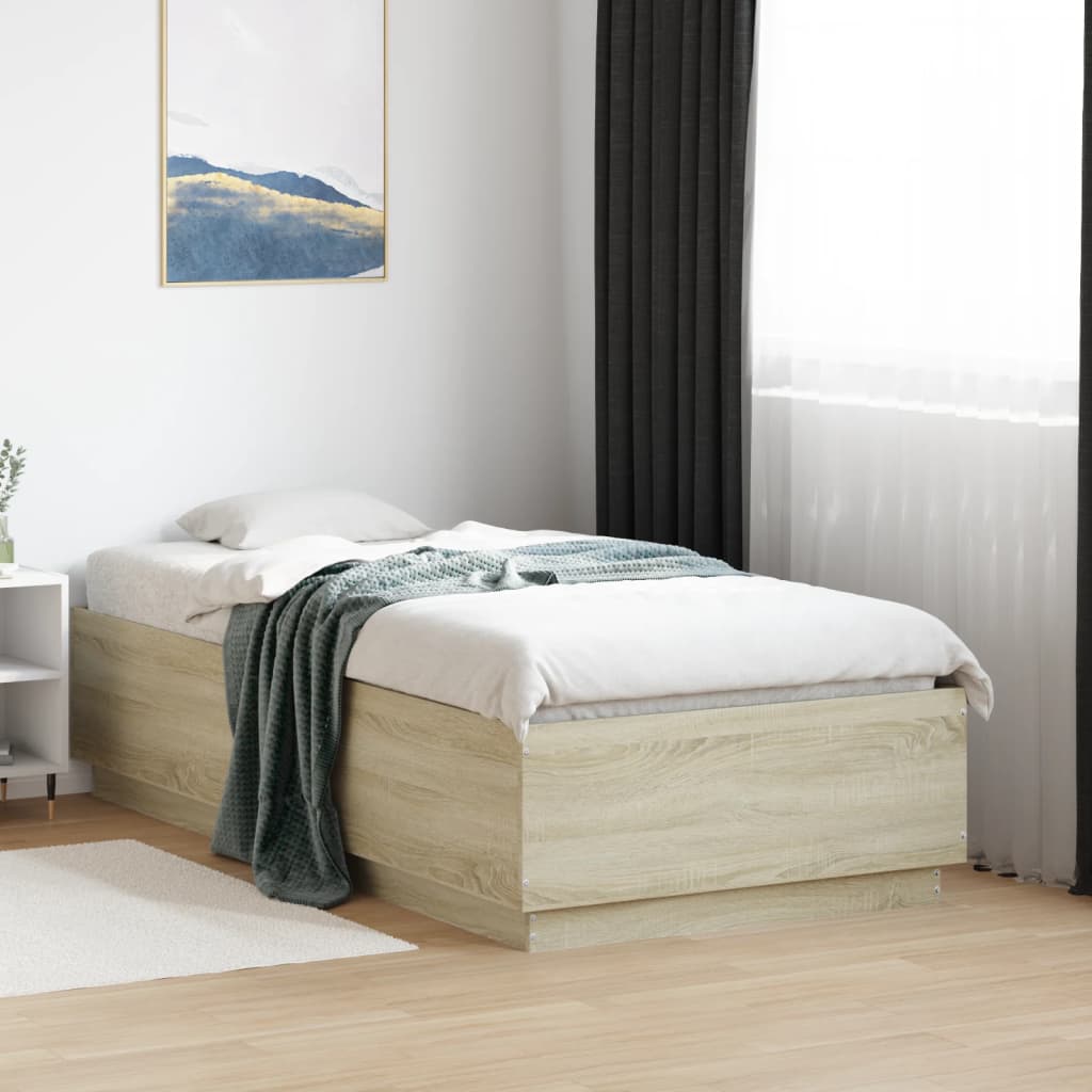 Vetonek Estructura de cama madera de ingeniería roble Sonoma 75x190 cm