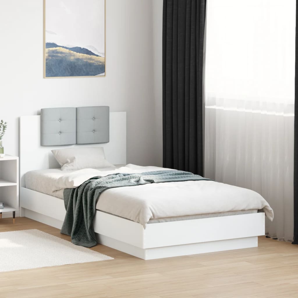 Vetonek Estructura cama con cabecero madera ingeniería blanca 75x190 cm