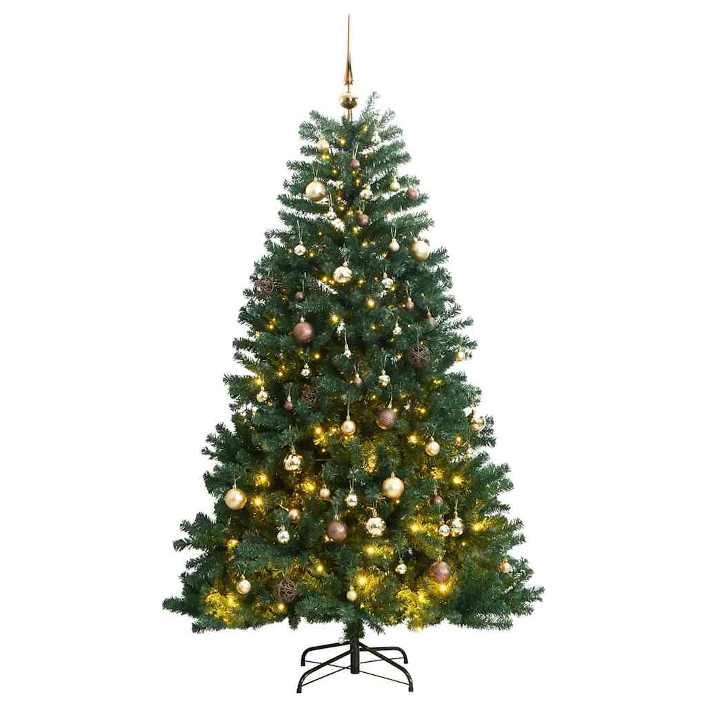Árbol de navidad artificial con bisagras 300 led y bolas 180 cm v8639 Vetonek