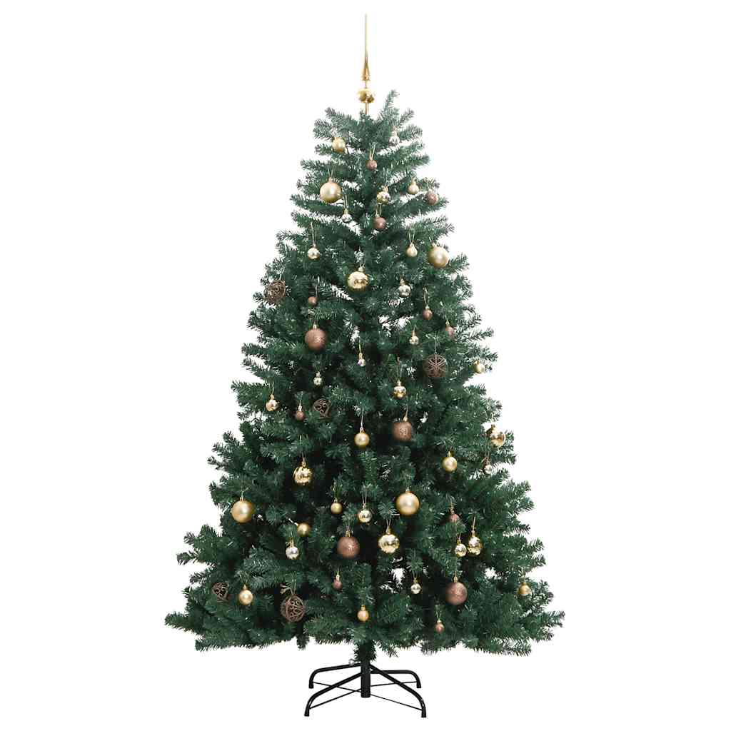 Árbol de navidad artificial con bisagras 300 led y bolas 180 cm v8639 Vetonek