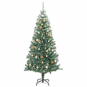 Árbol de navidad artificial con 300 led bolas y nieve 210 cm v8790 - Vetonek