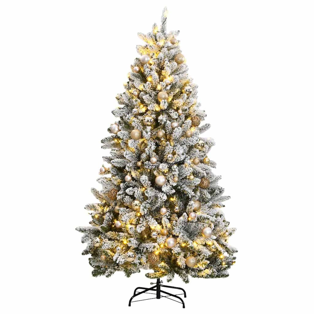 Árbol de navidad artificial con bisagras 300 led y bolas 180 cm v8912 Vetonek