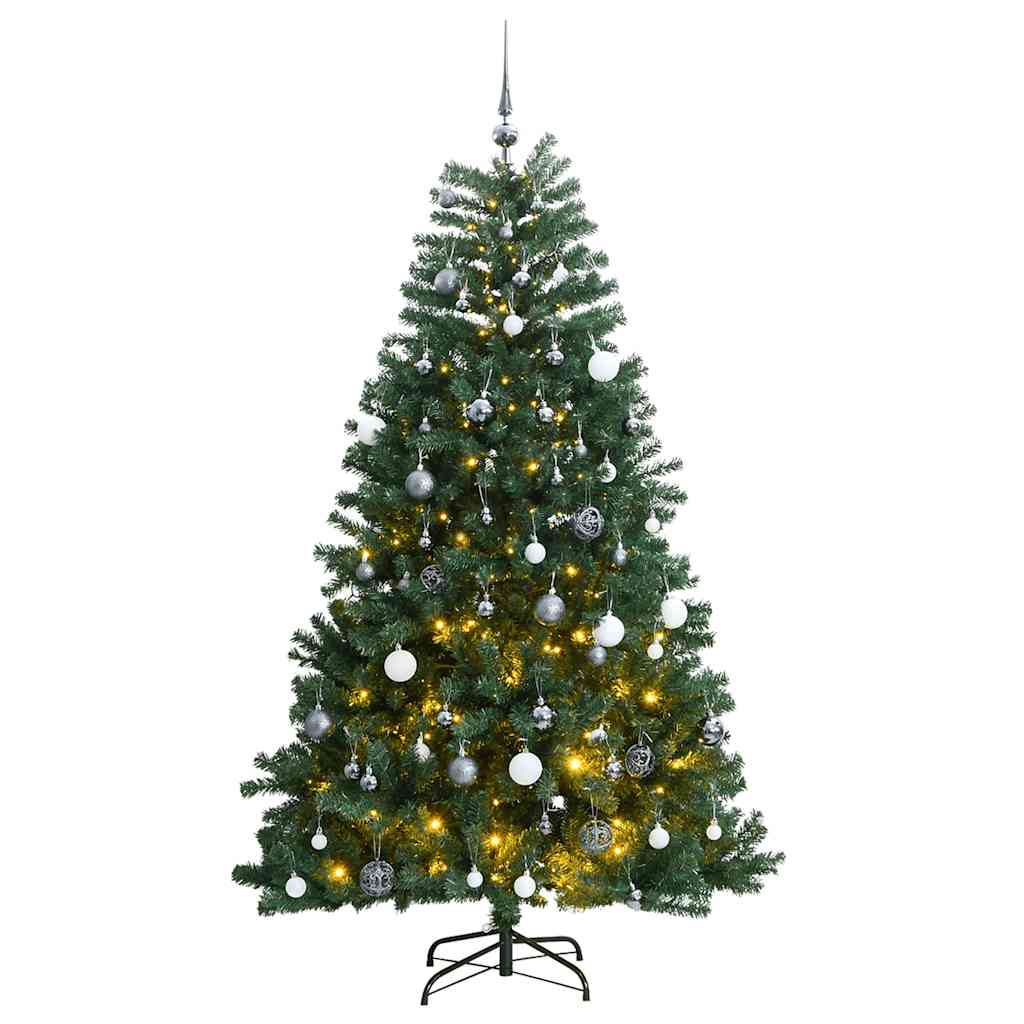 Árbol de navidad artificial con bisagras 300 led y bolas 180 cm v8998 Vetonek